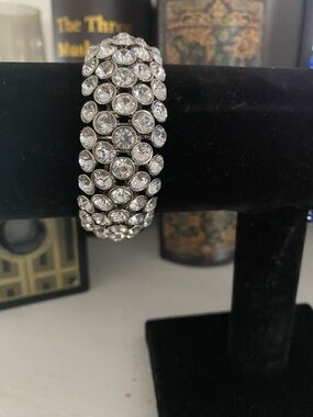 Crystal Pavé Stretch Bracelet - Silver Clear